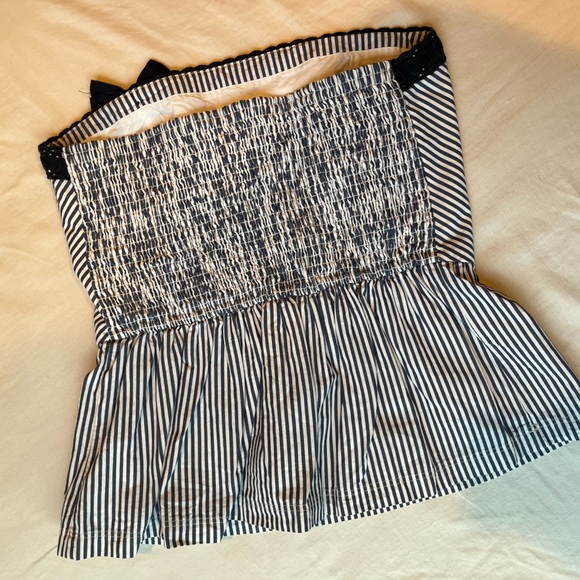 Hollister Striped Peplum Tube Top with Lace and Bow Detail - Picture 5 of 5